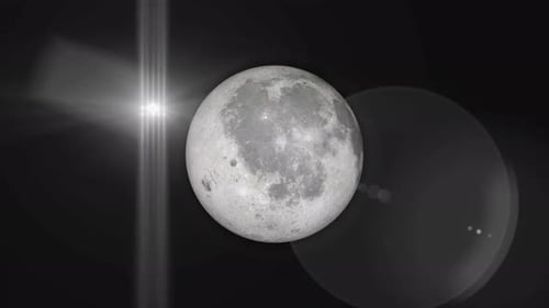 Spinning Moon with Digital World Breaking News Studio. Videokonzept für Wissenschaft und Technologie. Vd 964