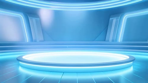 Futuristic Blue Glowing Virtual Stage Background for Presentations