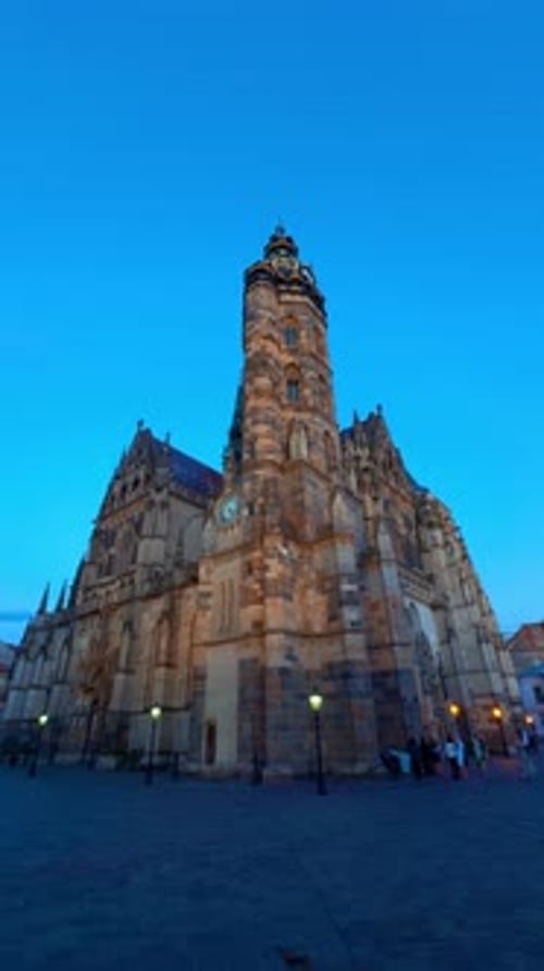 Coming closer to the ancient cathedral of St. Elisabeth in Kosice, Slovakia.