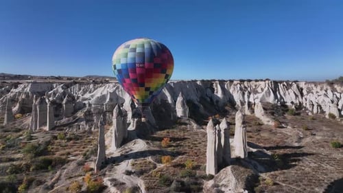 Colorful Lonely Balloon In The Valley Of Love In Cappadocia