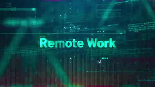 Futuristic Digital Data Stream Title for Remote Work