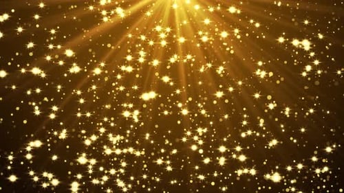 Abstract Golden Glittering Stars and Particles Falling with Light Rays
