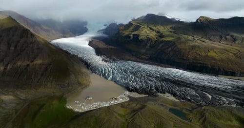 Aerial View Of Svínafellsjökull Glacier In Iceland - Drone Shot