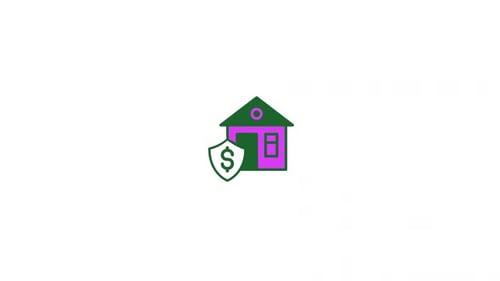 Animated Home Property Insurance Flat Design Icon