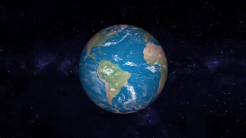 Rotating 3D Earth Globe in Space with Stars