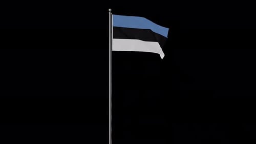 Estonia National Flag Waving on Pole