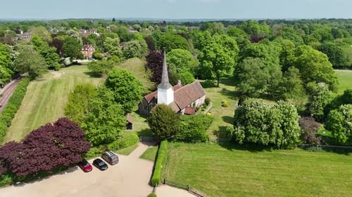 All Saints' Church, Stock, Essex England drone,aerial 4K footage