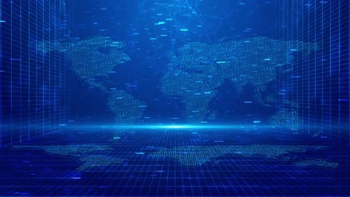 Digital World Map and Network Global Data Background
