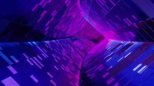 Neon Purple Blue Digital Tunnel Video