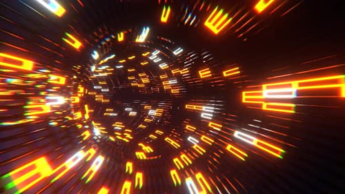 Orangefarbener und weißer Neon-Torus-Tunnel-Hintergrund aus Netzstoff VJ Loop L 4K