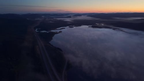 The beauty sunset view in road trip