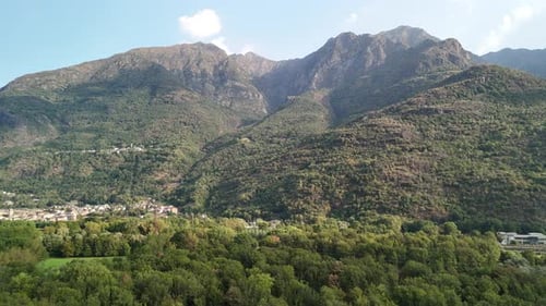 Aerial shot with drone of the amazing landscape mountains on a sunny day