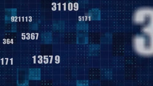 Animated Digital Grid with Flowing Data Numbers