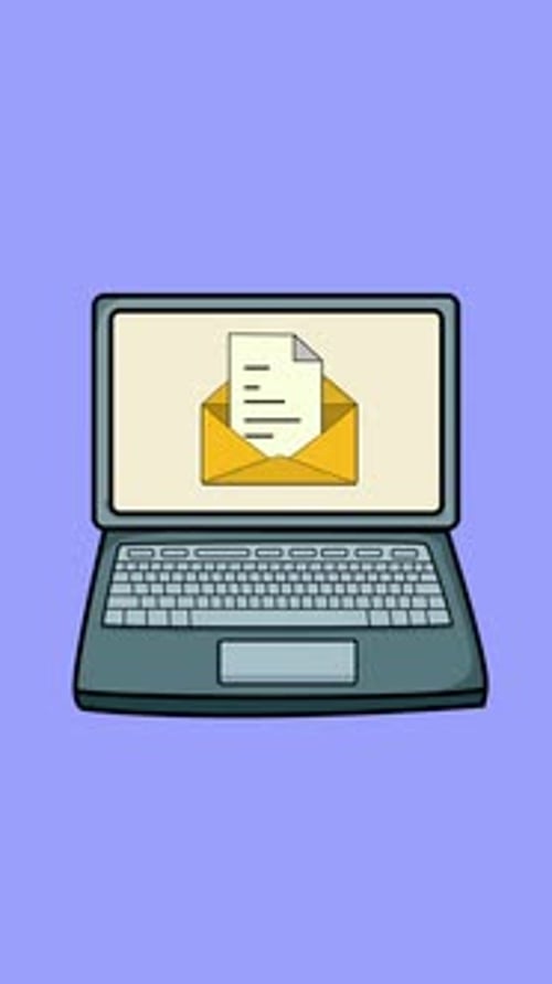 Laptop Opening and Animated Email Message Display