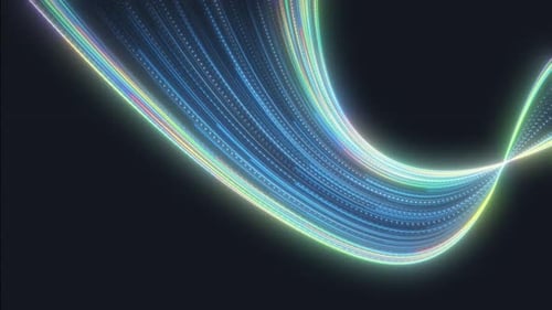 Abstract Neon Glowing Light Lines Digital Background Loop