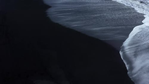 Iceland Black Sand Beach with Huge Waves at Reynisfjara Vik Aerial Cinematic Video Beautiful Iceland