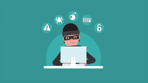 Hacker con computadora portátil robando contraseñas y robando datos confidenciales