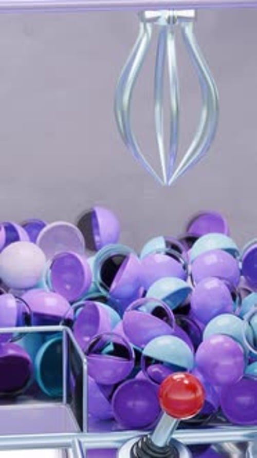 3D Claw Machine Arcade Game Animation with Capsules