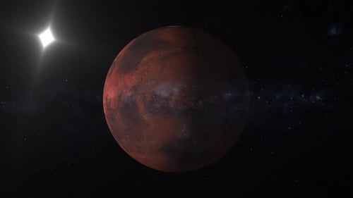 Animated planet mars from deep space. view of mars from space animated background.