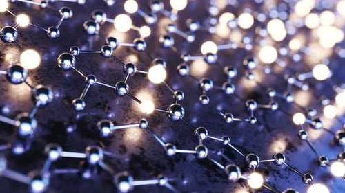 Close-up of a bunch of balloons with lights in the background. Looped animation