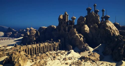 Golden Evening Bathes Fortress and Surrounding Landscape in Warm Light