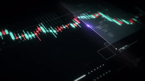 Dynamic Candlestick Chart Display with Futuristic Financial Data