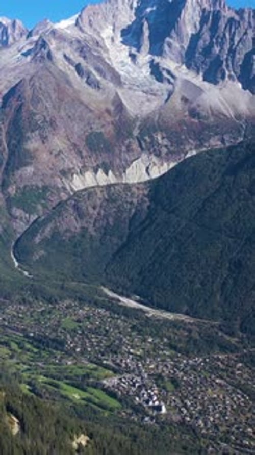 Chamonix Valley and Mountains French Alps France Aerial View Vertical Video