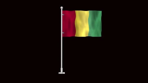 Guinea National Flag Waving Loop Animation