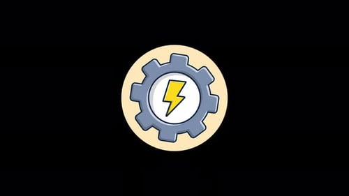 Animated Cartoon Gear with Lightning Bolt Icon