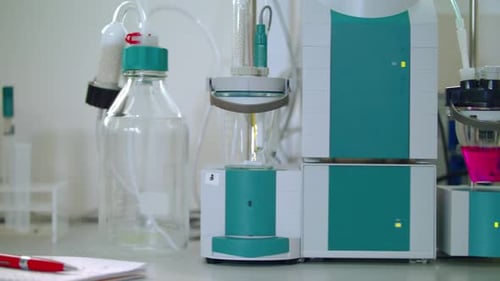 Chemical Research Equipment. Automatic Titrator in the Biochemical Laboratory. Modern Chemical Equip