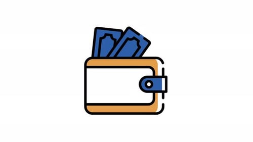 wallet cartoon animation video design, wallet and monet motion graphic video