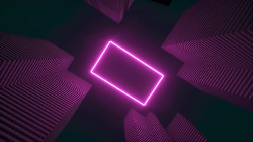 Konzept der Zukunft, stilvolle Stadt, fluoreszierende, künstlerische, farbenfrohe Form, Wolkenkratzer-Wandfenster