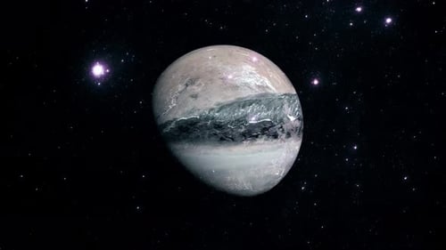 Futuristic Planet Animation with Abstract Shimmering Band