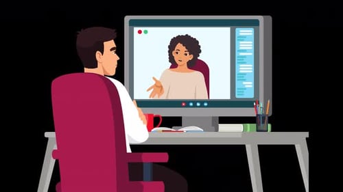 Business People Talking About Project by Video Call Alpha Channel