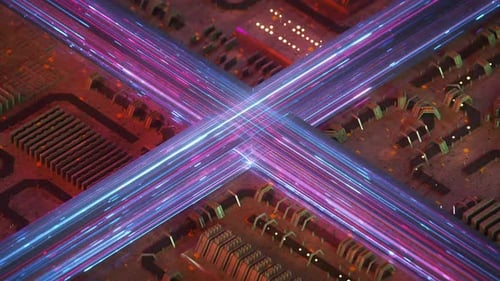 Abstract futuristic circuit board. Information technologies and data transfer concept. Seamless loop