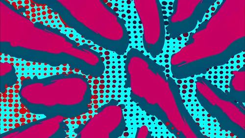Lebendige, komische Konturflecken mit Schlagschatten und Halbtonmuster, Textur, abstrakter Hintergrund, Schleife