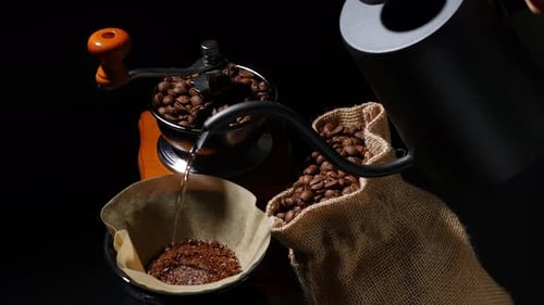 Pour Over Coffee Brewing Process Still Life