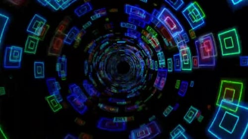 Neon Square Tunnel Loop Abstract Background