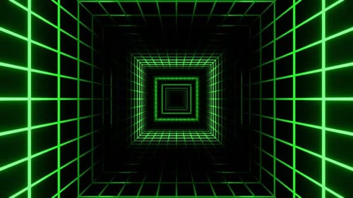 Green Striped Neon Light In A Mesh Tunnel Background Vj Loop In 4K