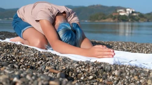 Extended Back Asana on Shore