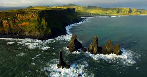 Beautiful coast of Iceland by drone
