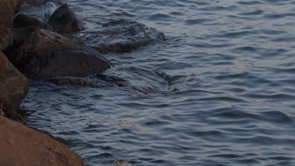 Water rinse the rocks on the shore in slow motion, Nature Stock Footage ...