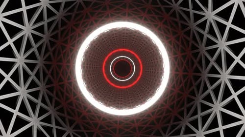 Red And White Neon Light Grate Tunnel Background Vj Loop In 4K