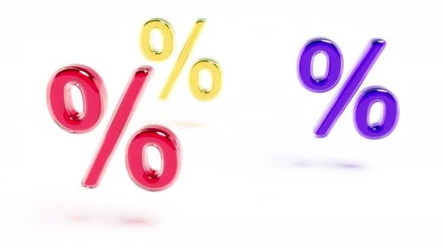 Floating Glass 3D Percentage Symbol Animation