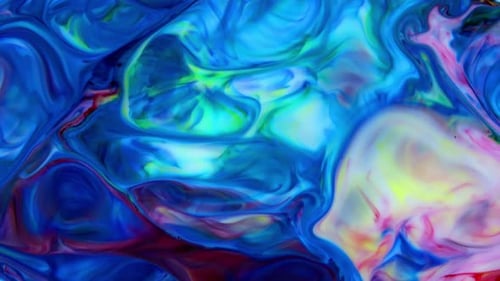 Abstract Ink Design in Blue, Red, Green and Yellow