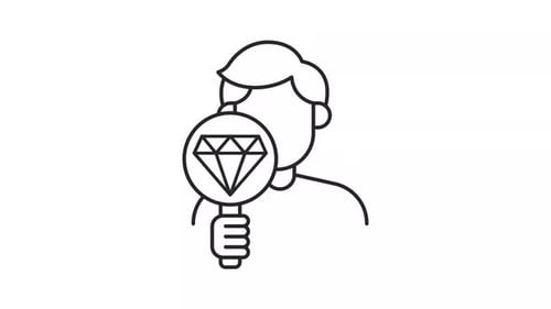 Minimalist Line Icon Animation: Person Holding Diamond Sign