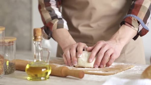 kneading dough for baking homemade bread