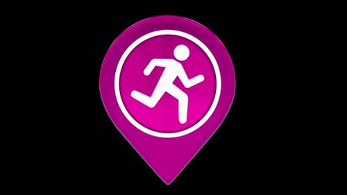 Sport Running Pin Location Icon Pink Alpha Loop