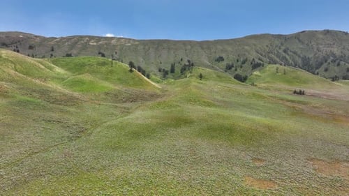 Aerial View of the Savanna Hills in Bromo Tengger Semeru National Park During the Dry Season