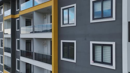 Modern Apartment Building Exterior Drone Shot